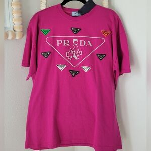 Prada Label Fuschia Pink Women's/ Unisex T Shirt